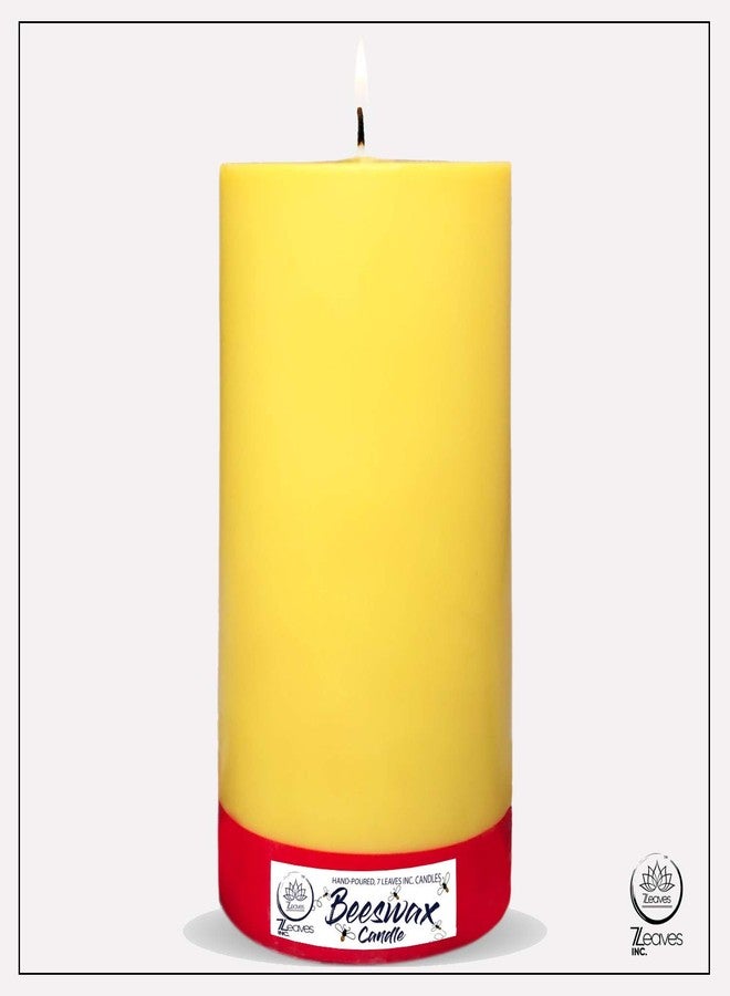7LEAVES INC. 7LEAVES INC® - Beeswax 600g Handmade Pillar Candle, 6" inch Pure Natural Beeswax Pillar Candle (3"x 6") Purifies The air, relieves Stress, Candle for Good Health (BEESWAX600G) - Image 1